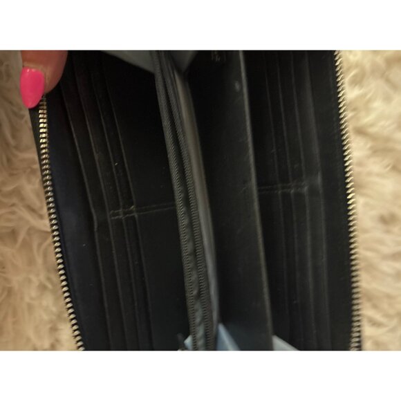 Vintage Coach Black Leather Zip Wallet Script Logo Snap Classic Chic Card Slots - Picture 4 of 16